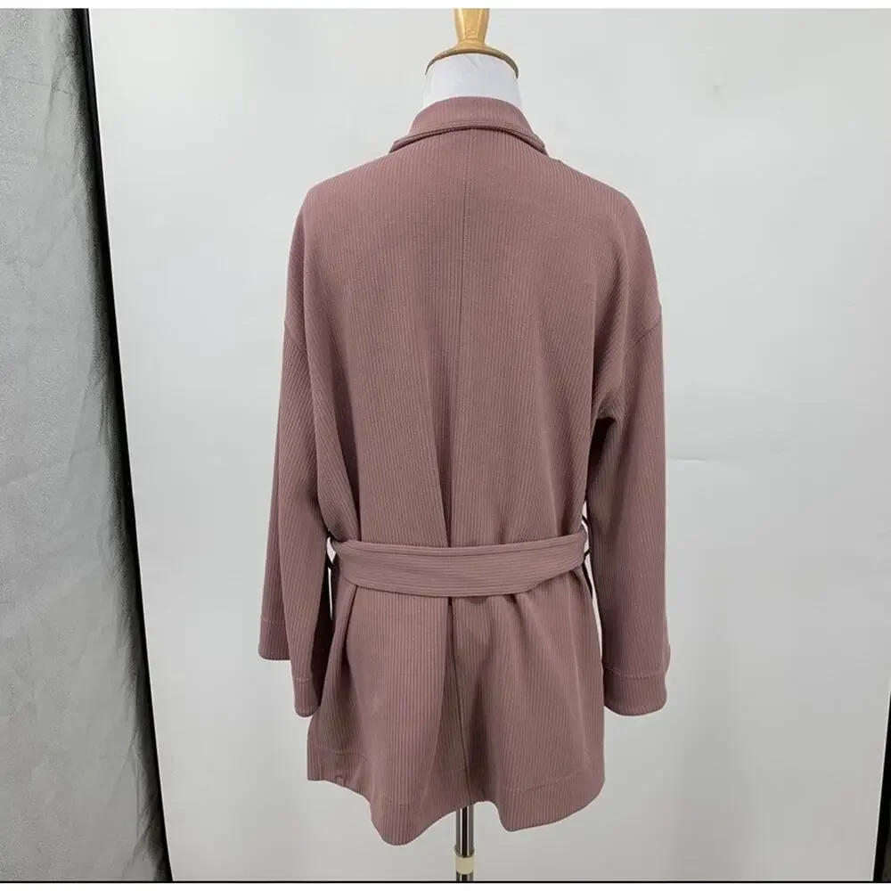 Lululemon Wrap Womens 6 Mauve Ribbed Softstreme Belted Open Front Cardigan